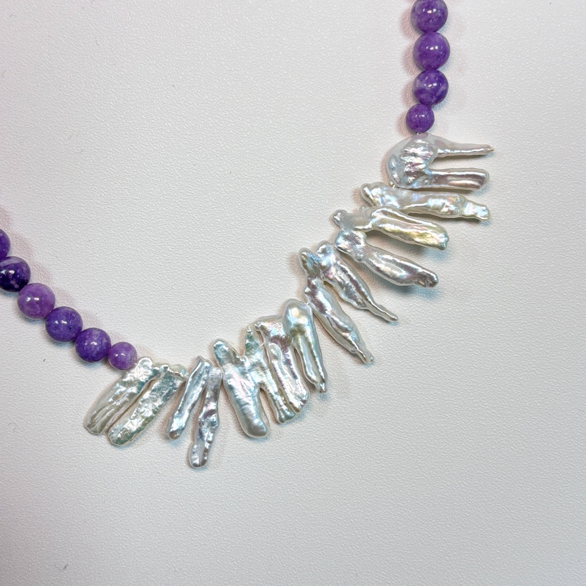 Violet Aura - Amethyst & Natural Pearl Necklace