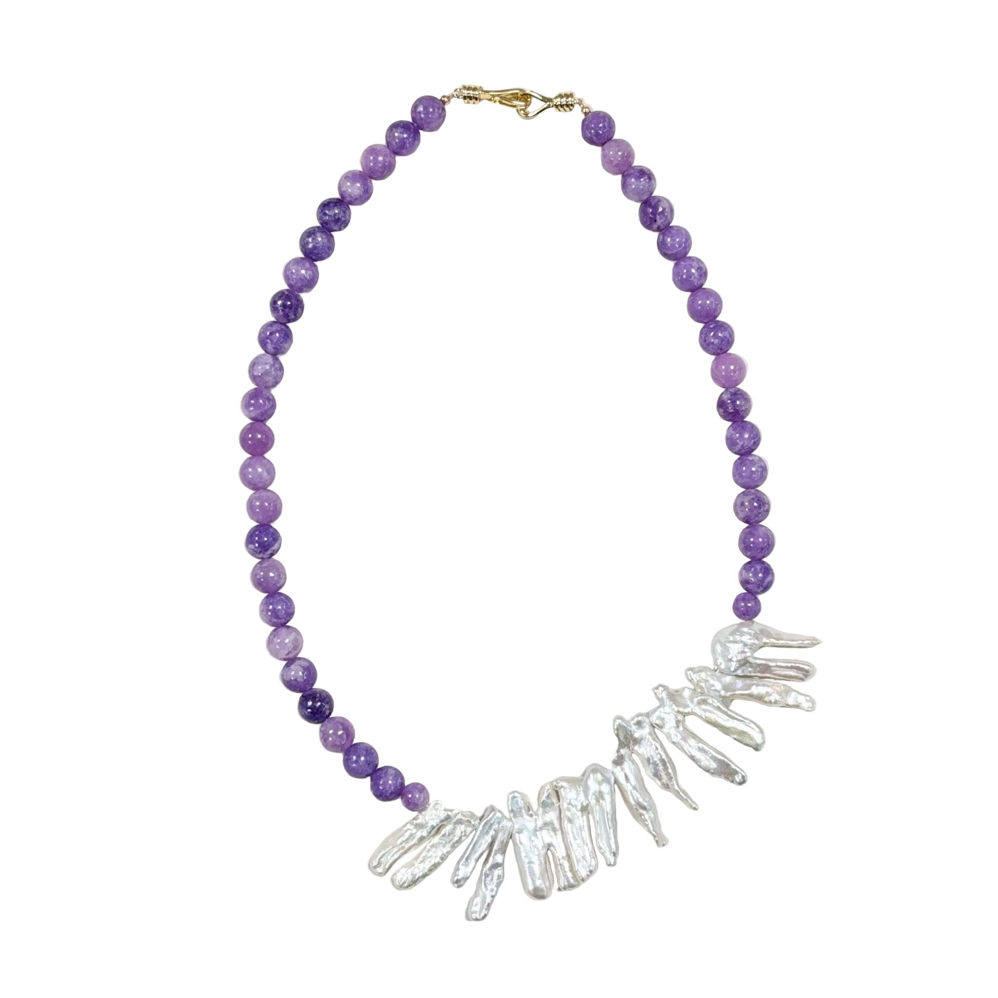 Violet Aura Amethyst & Natural Pearl Necklace