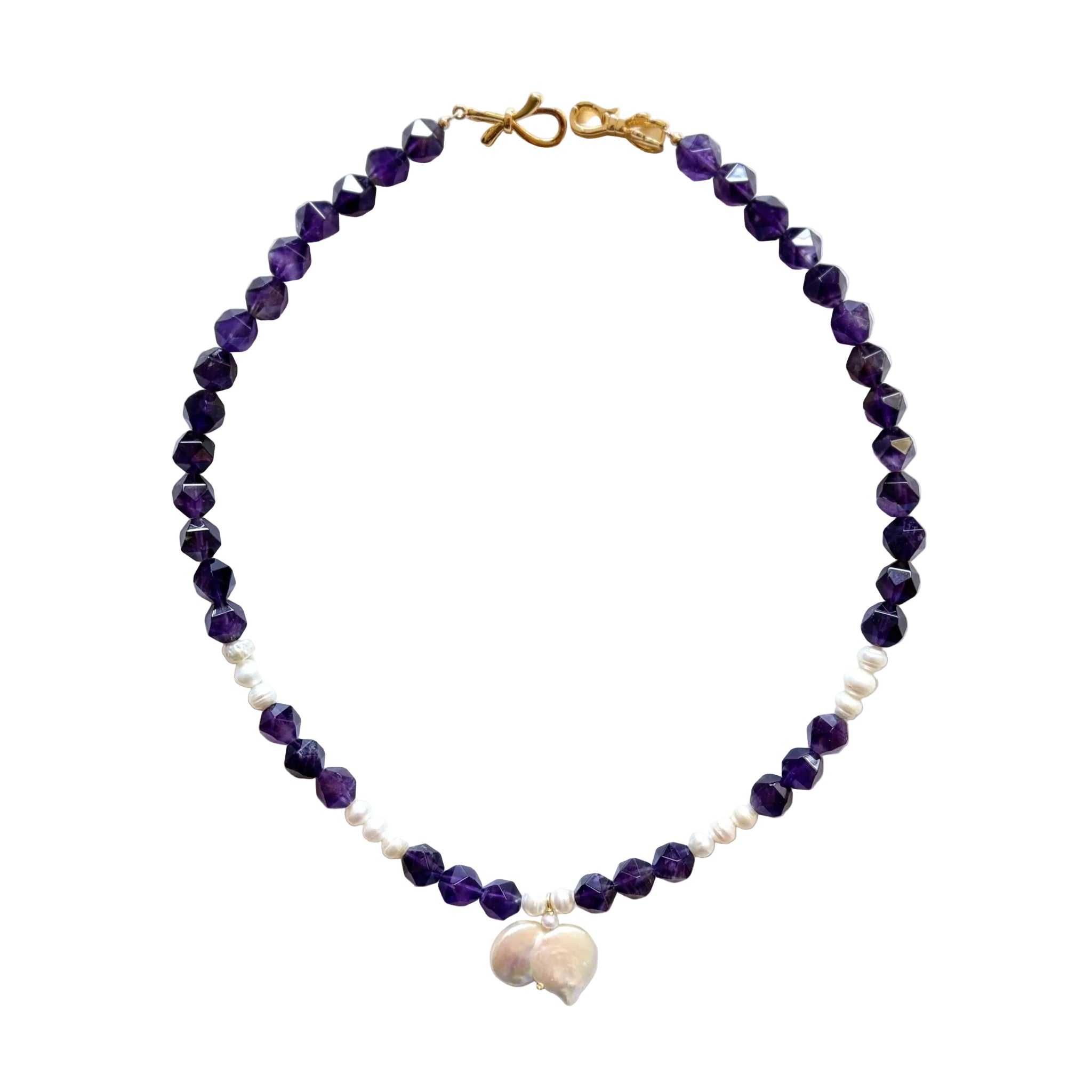 Violet Glow Amethyst and Freshwater Pearl Necklace