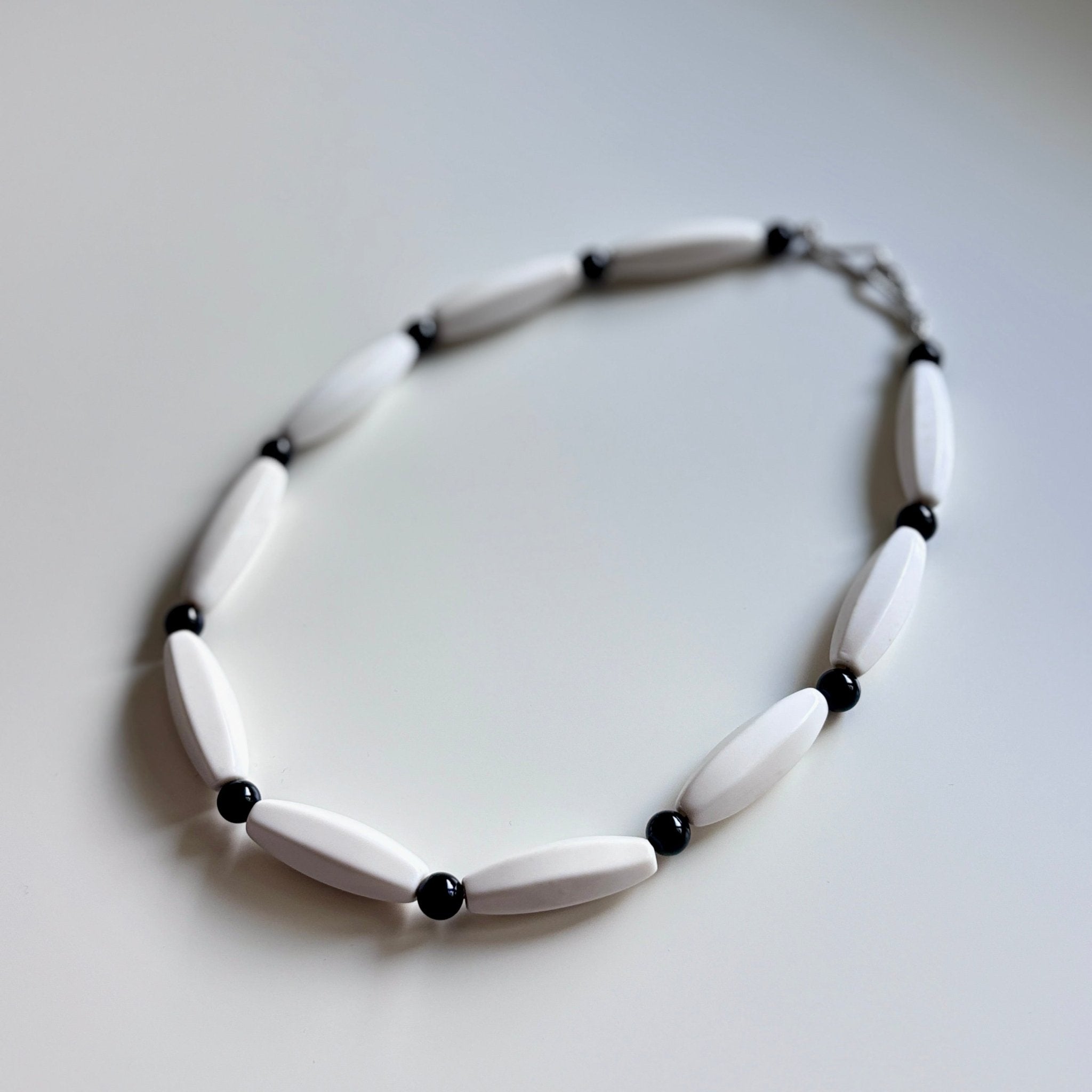 White Moonlight - White Agate Beaded Necklace