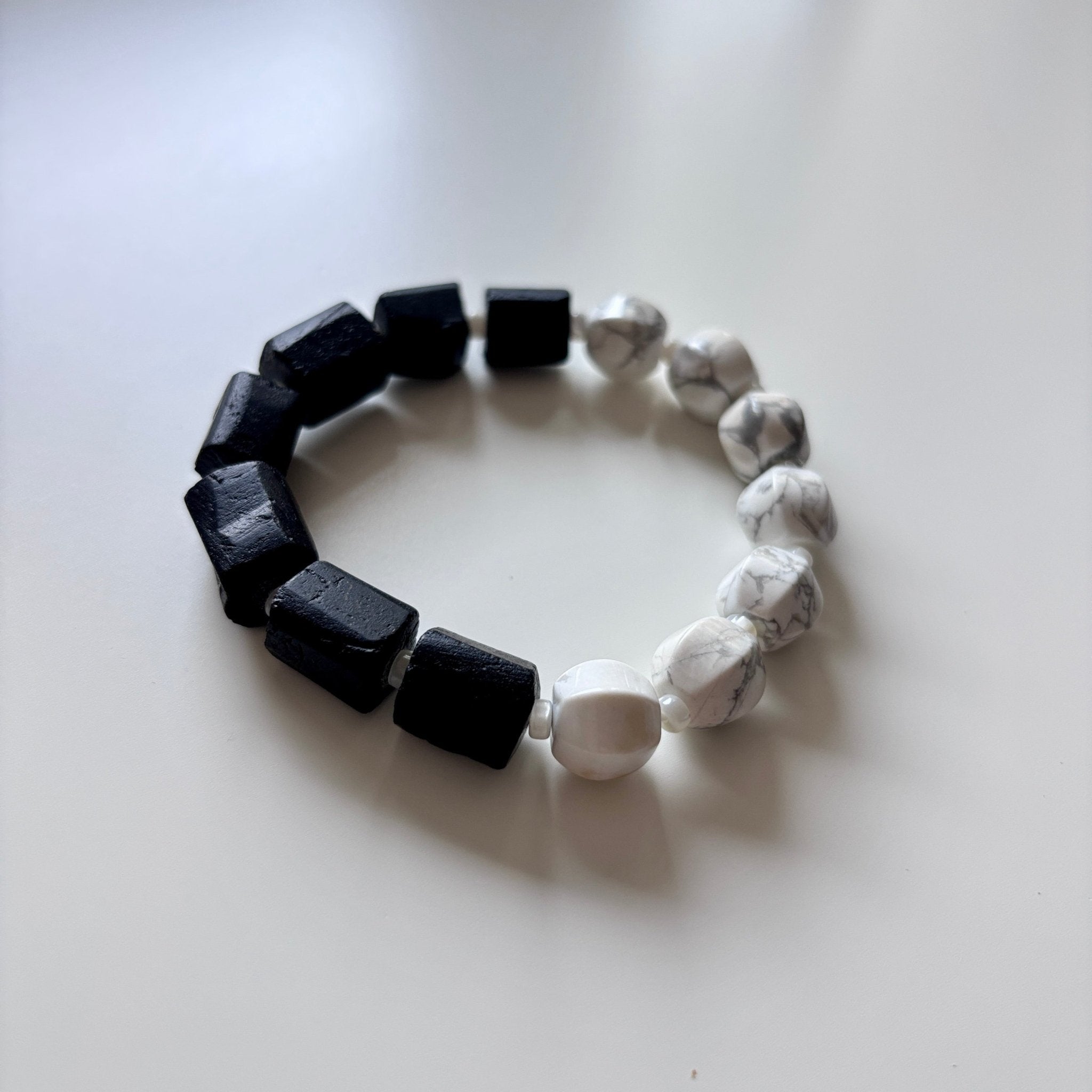 Yin Balance - Howlite & Black Tourmaline Bracelet